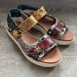 Tory Burch Kira Snakeskin Sport Sandals, size 8